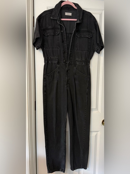 Free People Pants - Free People Washed Black Short-Sleeve Denim Jumpsuit